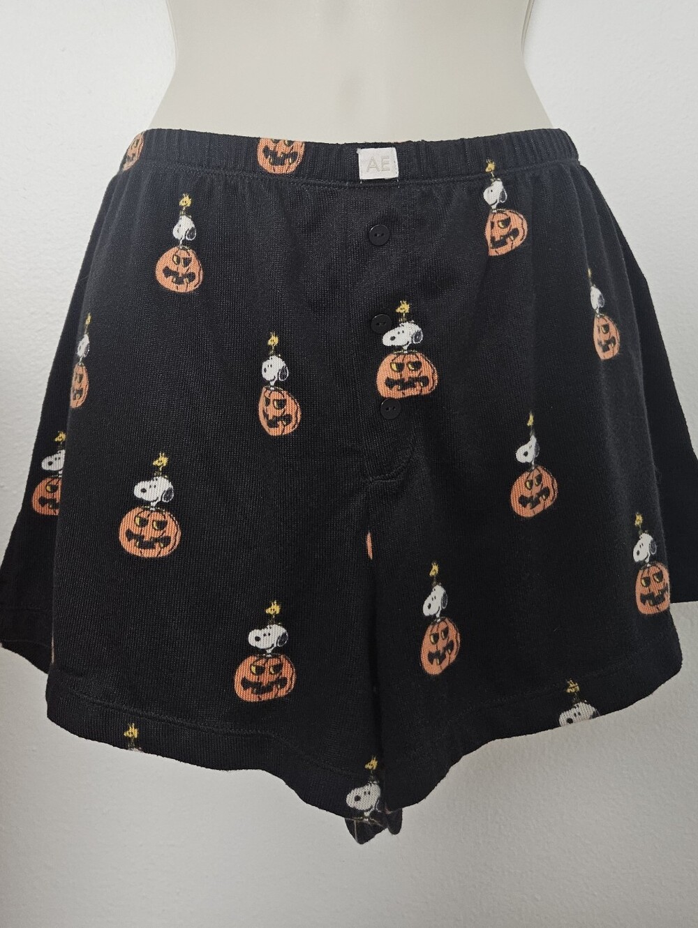 new ae snoopy halloween black pj shorts indie urban goth pajama lounge bottoms - Picture 7 of 8